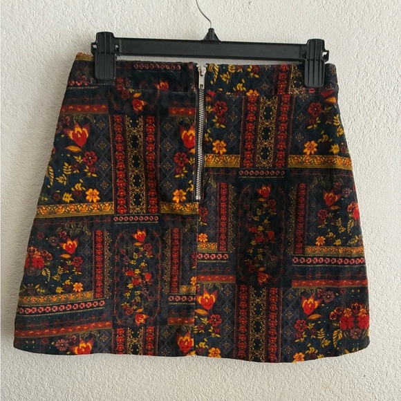 H&M Coachella Womens Patterned Velvet Mini Skirt Boho Festival Bohemian 6 - Picture 7 of 15